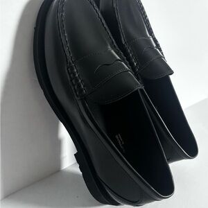 Rockport Iakespeare Circle men’s penny loafers in black leather with Adiprene